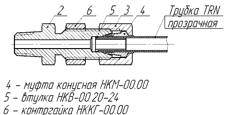 Соединение штуцерное проходное с контргайкой (с трубкой TRN)