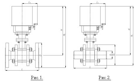 Рис.1, 2. Схематическое изображение кранов АРС1 с электроприводом УП