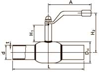 Рис.1. Схематическое изображение крана шарового стального под приварку стандартнопроходного DN 65-200